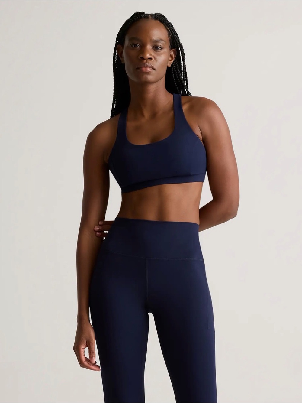 Quince Power Up Strappy Sports  Sports Bra in Navy Size X-Small y749